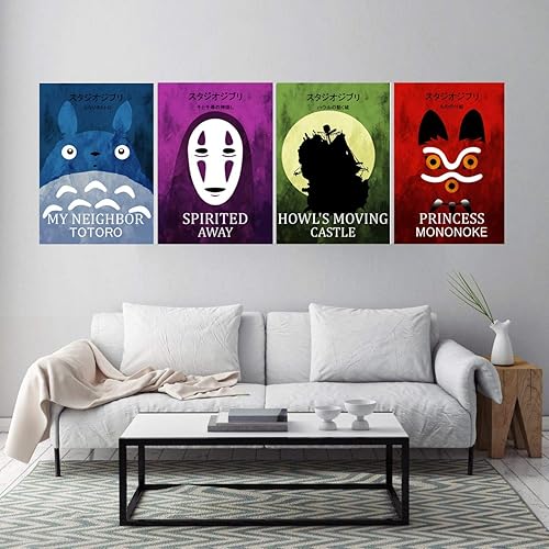 Amazon Com Minimalist Anime Poster Set Animeprints Totoro Home