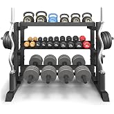 Jusgym Dumbbell Rack Stand Only, 3 Tier Adjustable Height &amp; Angle 1200LBS | 48" Wide H-Shaped Stable Frame &amp; Space-Saving Design, Heavy Duty Weight Rack for Home Gym, Fits Dumbbells Kettlebells, Plates