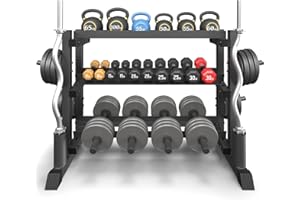 JUSGYM 3-Tier Dumbbell Rack, 1200LB Capacity Adjustable Weight Rack for Home Gym, Heavy-Duty Weight Stand for Dumbbells Kettlebells & Weight Plates(Rack Only)