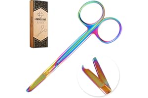 LawMed Care Suture Stitch Scissors 4.5 Inch Straight - Proffesional Surgical Instrument for Precise Medical Procedures | Ideal for Suture Removal, First Aid, and EMS Training, Rainbow Color