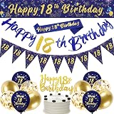 DEARLIVES Navy Blue Gold 18th Birthday Decorations Triangle Flags Banner Sash view 1