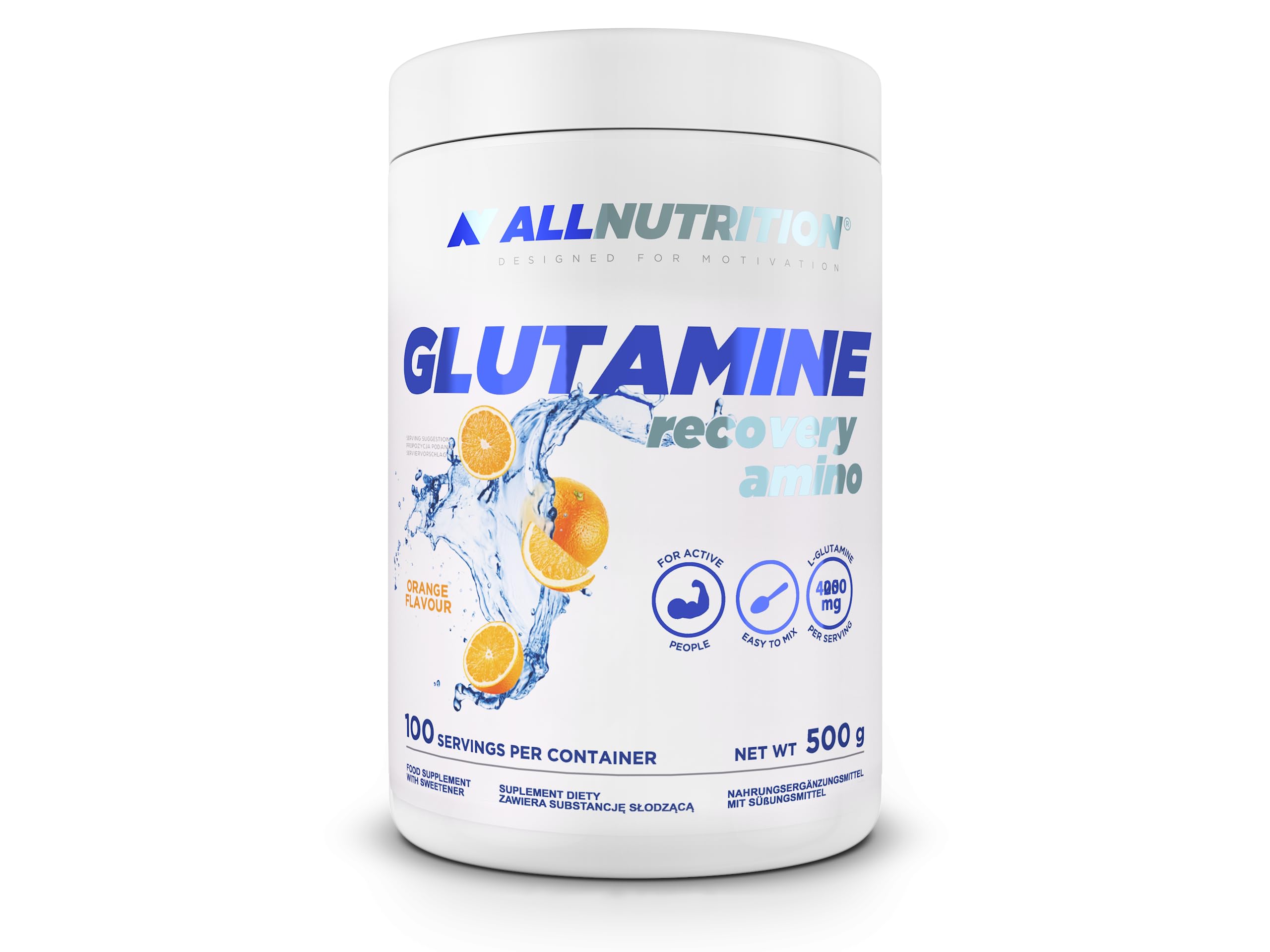 ALLNUTRITION Glutamina Recovery Amino Dietary Supplement – Amino Acids Powder – Post Workout Recovery – Amino Acid Nutritional Supplements – Workout Supplements for Men & Women – 500g – Orange