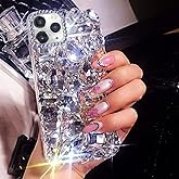 Bonitec Glitter Case for iPhone 14 Pro Max, 3D Bling Sparkle Luxury Shiny Crystal Rhinestone Diamond Bumper Clear Glitter Cover