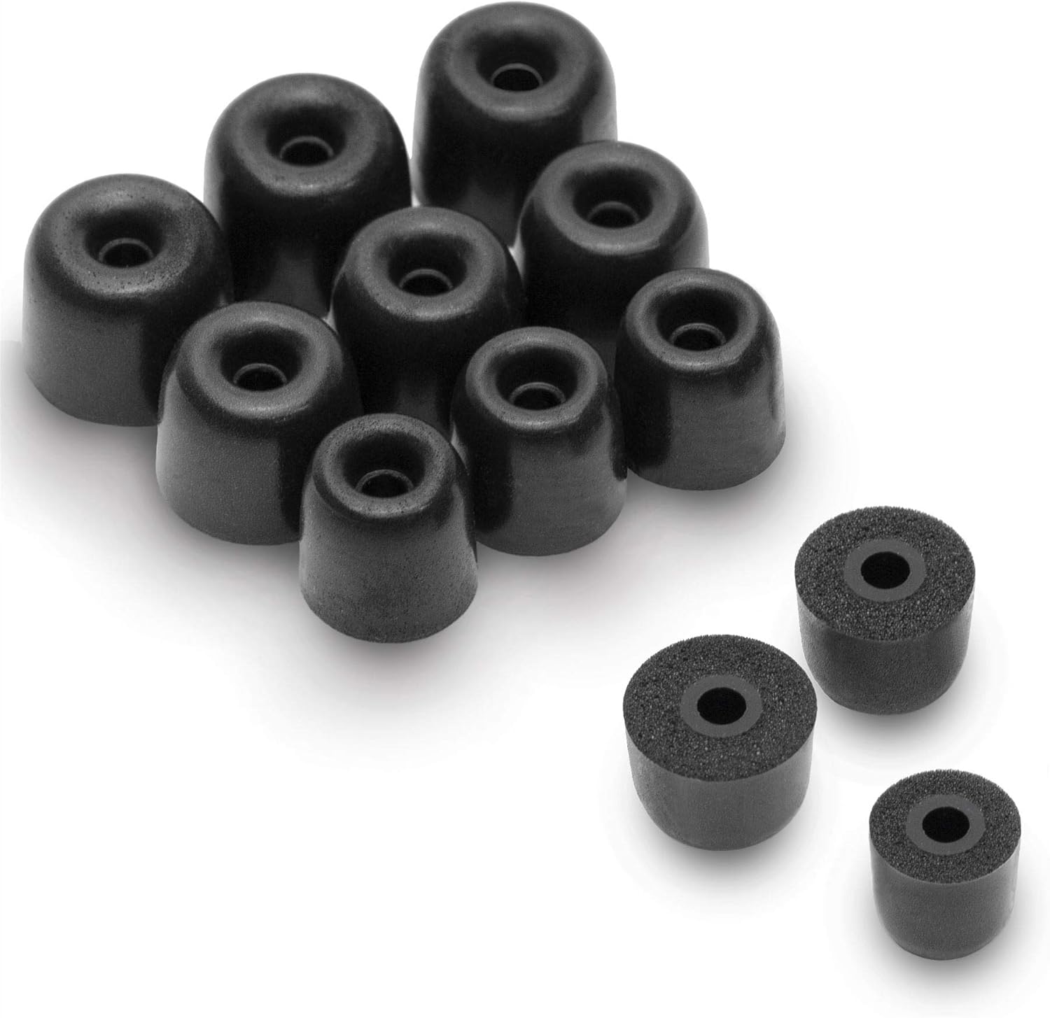 Okuli Set of 12 Memory Foam EarBuds Ear Tips For Earphones (Small, Medium, Large) - 5.5mm, Black, 5.5 - 6.0mm