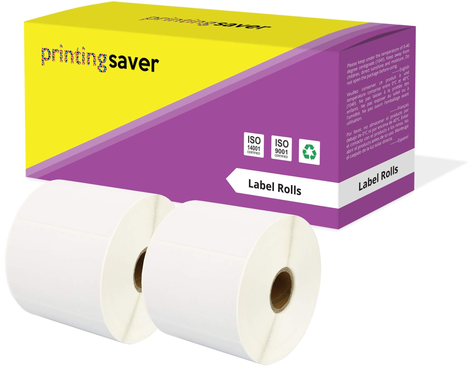 Printing Saver 76 x 51 mm 2 Compatible Direct Thermal Labels Rolls (1000 Labels per Roll) for Zebra Toshiba Citizen Sato Honeywell Intermec Datamax CAB Eltron Godex Orion UPS Wasp Label Printers