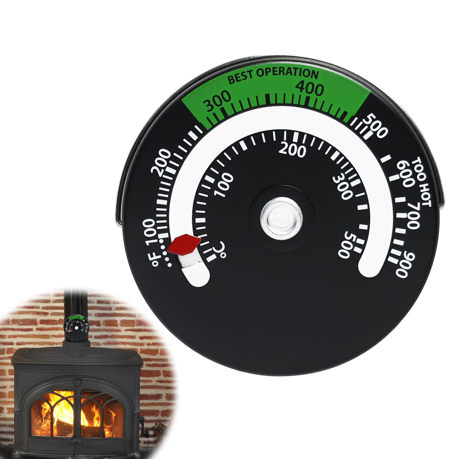 Magnetic Stove Thermometer for Wood Log Burner Pipe, Log Burner Accessories, Fire Stove Temperature Gauge with Bimetal Sensor, Oven Temperature Meter for Chimney Pipe Ovens, High-Temperature Resistant