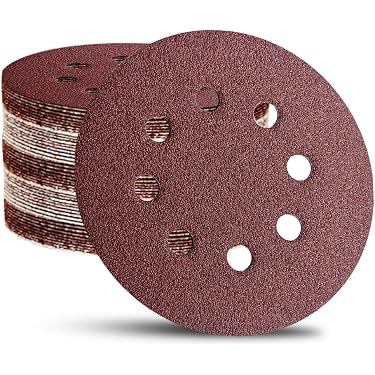 LotFancy 100-Pack 6 Inch 220 Grit Sanding Discs – 6-Hole Hook & Loop