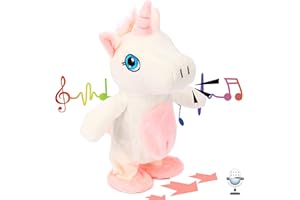Hopearl Talking Unicorn Repeats What You Say Walking Electric Interactive Animated Toy Speaking Plush Buddy Gift for Toddlers Birthday, 9.5''