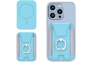 MAZYOYO 3 in 1 Mag safe Wallet, Men's Magnetic Wallet Card Cases with Cell Phone Holder, Magnetic Phone Wallet with Leather Privacy Flap for iPhone 15/14/13/12 Series, LightBlue