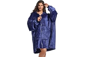 NIMOJIRO Wearable Blanket Winter Zip Oversized Sweatshirt Hoodie With Huge Pockets, Comfortable Suitable for Adult Women Men