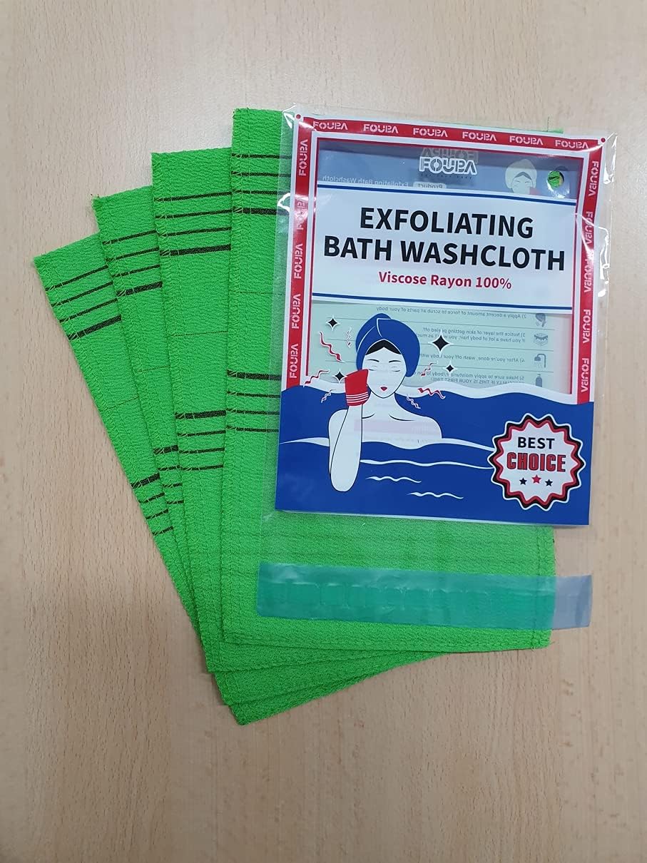 Asian Exfoliating Bath Washcloth (Large - 4 pcs) FOUBA: Home & Kitchen