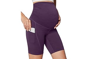 Ewedoos Maternity Biker Shorts with Pockets Buttery Soft Maternity Shorts Over Belly Pregnancy Shorts Active Yogs Short