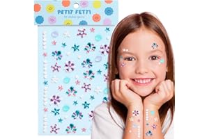 xo, Fetti Kids Face Gems, Mermaid Pink + Blue - 52 pcs. | Cute Seashell Face Stickers, Pearl Birthday Rhinestone Accessory, Under the Sea Decorations