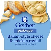 Gerber Toddler Cheese Chicken Ravioli Pick-Ups, 6 Oz, 8 Pack | Toddler mealtime; Italian-style cheese and chicken ravioli pick-ups; 8 x 6 oz trays