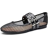 Trary Mary Jane Shoes Women Square Toe Flats for Women Dressy Ballet Flat Mary Jane Flats with Buckle Strap Comfortable Slip On Casual Shoes