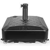 Digury Umbrella Base Outdoor Patio Umbrella Stand with Wheels Fillable 125lb Heavy Duty Mobile Base Weighted Rolling Stand - Black