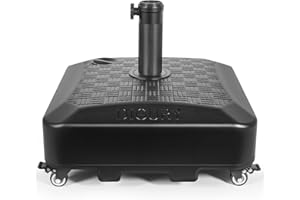Digury Umbrella Base Outdoor Patio Umbrella Stand with Wheels Fillable 125lb Heavy Duty Mobile Base Weighted Rolling Stand - Black
