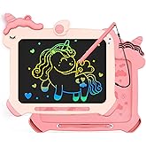 KOKODI LCD Writing Tablet, Unicorn Toys for Girls 3 4 5 6 7 8 Years Old, Colorful Toddler Doodle Board Drawing Tablet, Educational and Learning Toys, Christmas Birthday Gift for Girls Boys, Pink