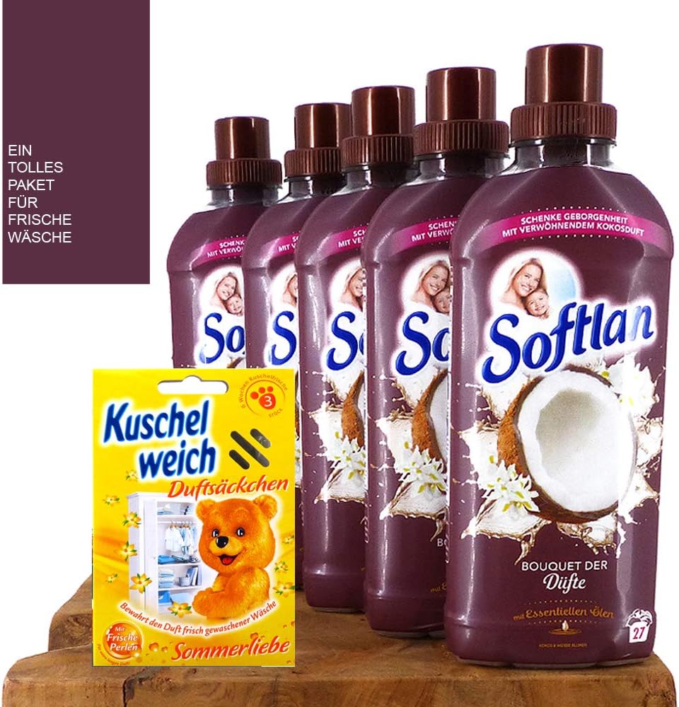 6tlg Studio Munet Set 5x650ml Softlan Weichspuler Bouquet Der Dufte Kokos Weisse Blumen Kokosduft 135 Wl Mini Bag Von Studio Munet Amazon De Drogerie Korperpflege