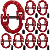 Otoolling 10 Pack 3/8” G80 Alloy Steel Hammerlock Coupling Link Connecting Link Red Painted Safety Trailer Chain Adapter for Heavy Heavy Truck 7100 Lbs Working Load Limit