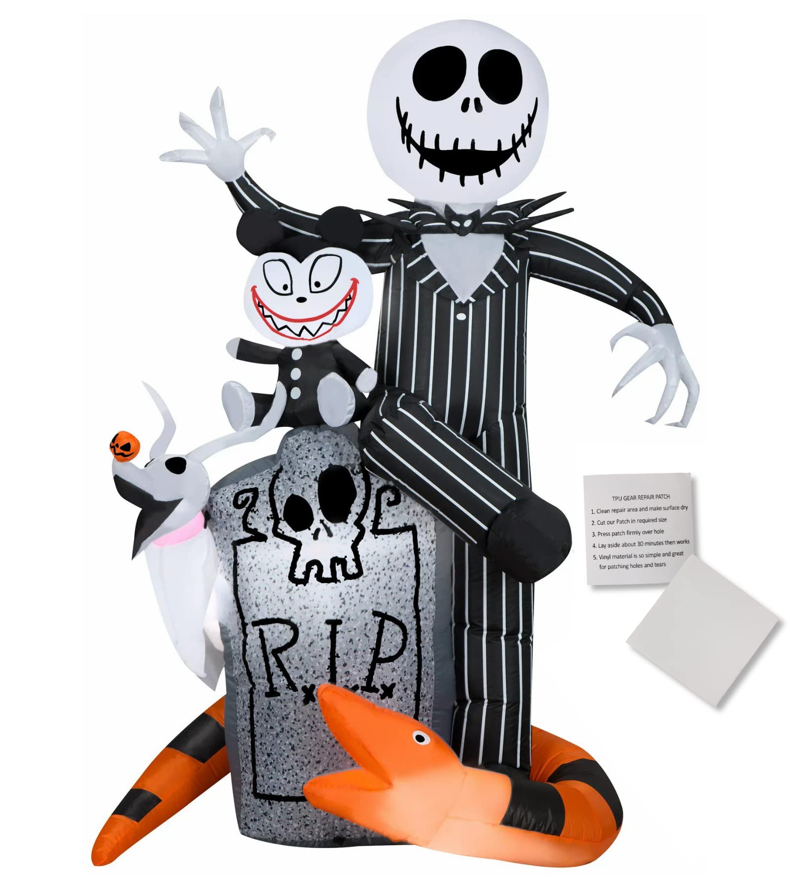Photo 1 of Jack, Zero & Teddy Scene Inflatable Nightmare Before Christmas Decor for Indoor and Outdoor Use Yard Decoration with Built-in LED Lights Easy Installation 66” Tall Bundled with (2) Repair Patches