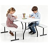 Kids Picnic Table with Benches, 38" Outdoor Toddler Table Set for 4 Children, Heavy Duty HDPE Play Table, 300LBS Capacity, Ki