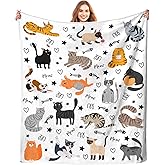 Cute Cat Blanket Animals Pet Pattern Gifts for Cat Lovers Soft Lightweight Flannel Throw Blankets for Kids Adults 50"x40"