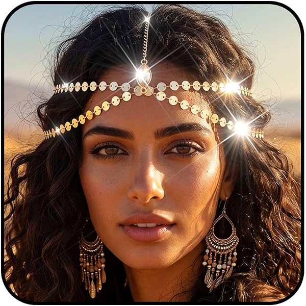 Amazon.com: Jovono Boho Gold Leaf Head Chain Headpiece with  display picture 1
