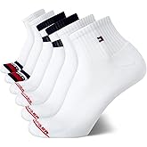 Tommy Hilfiger Mens Quarter Socks - 6 Pack Soft Cushioned Athletic Performance Ankle Socks for Men with Arch Support