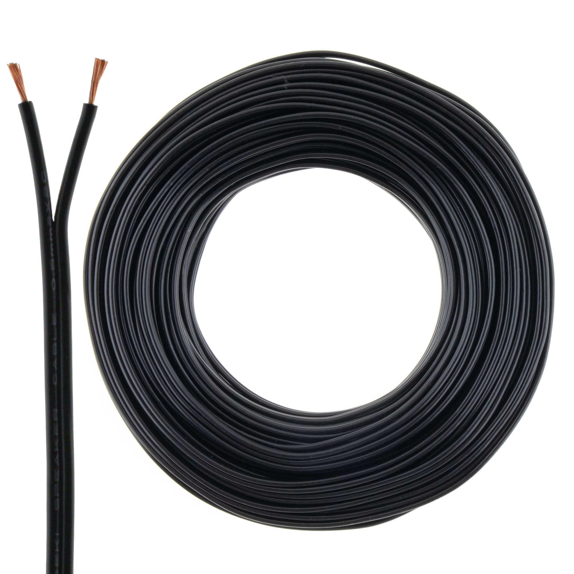 SeKi Black 25m 2 x 0.50mm² Speaker Cable - CCA Inner Conductor - HiFi & Home Cinema Compatible