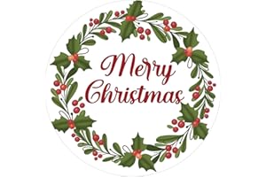Anwyll Christmas Gift Stickers - 120Pcs 2Inch Merry Christmas Sticker Envelope Seals Labels Stickers Self Adhesive Holly Wreath Xmas Gift Sticker Happy Holidays Label for Cards Presents Gifts Decor