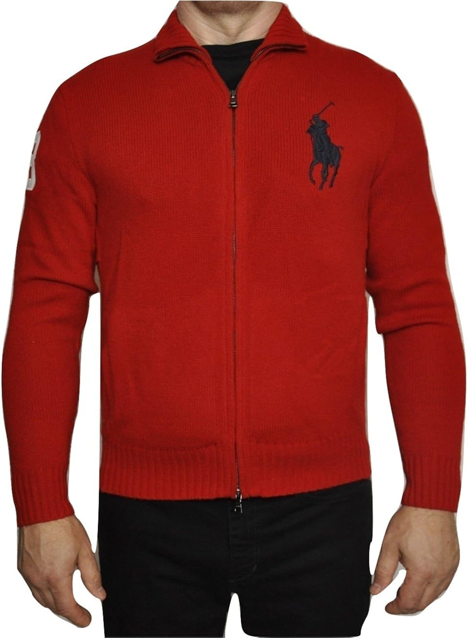 Polo Ralph Lauren Lambswool Big Pony Logo Full Zip Cardigan Sweater