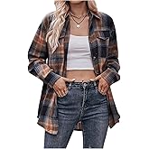 SweatyRocks Women's Long Sleeve Button Down Shirts Dressy Casual Plaid Blouses Fall Clothes Outfits