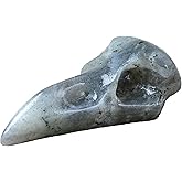 DZJXBZhu Moonstone Raven Skull Figurine Crystal Healing Stone Spiritual Meditation Pocket Figurine Natural Gemston Hand Carved Polished Home Room Office Desk Decoration Gift Collect