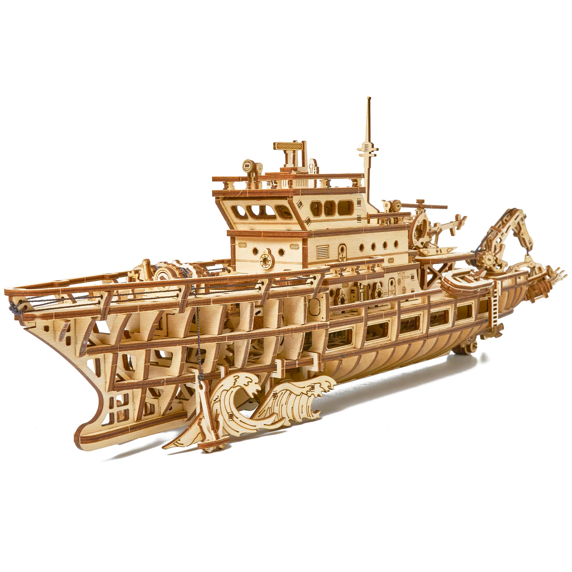 Wood Trick Yacht Mechanical 3D Wooden Puzzle for Adults to Build - Drives up to 8 ft - Model Kits for Adult - DIY Wooden Models to Build