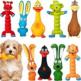Wettarn 9 Pack Latex Squeaky Dog Toys 7 Inch Soft Rubber Dog Chew Toy Animal Standing Stick Puppy Fetch Interactive Play Toy 