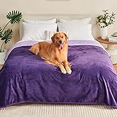 Yaning Waterproof Blanket 60"x80" for Adults, Reversible Waterproof Bed Cover for Dogs Cats Pets, Soft Leakproof Blanket for Bed Couch Sofa Furniture Protector, Dark Purple/Light Purple
