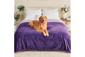 Yaning Waterproof Blanket 80"x90" for Adults, Reversible Waterproof Bed Cover for Dogs Cats Pets, Soft Leakproof Blanket for Bed Couch Sofa Furniture Protector, Dark Purple/Light Purple