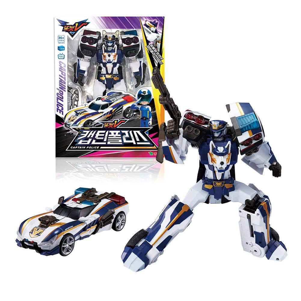 Amazoncom Tobot V Captain Police Robot Transforming To Police Car