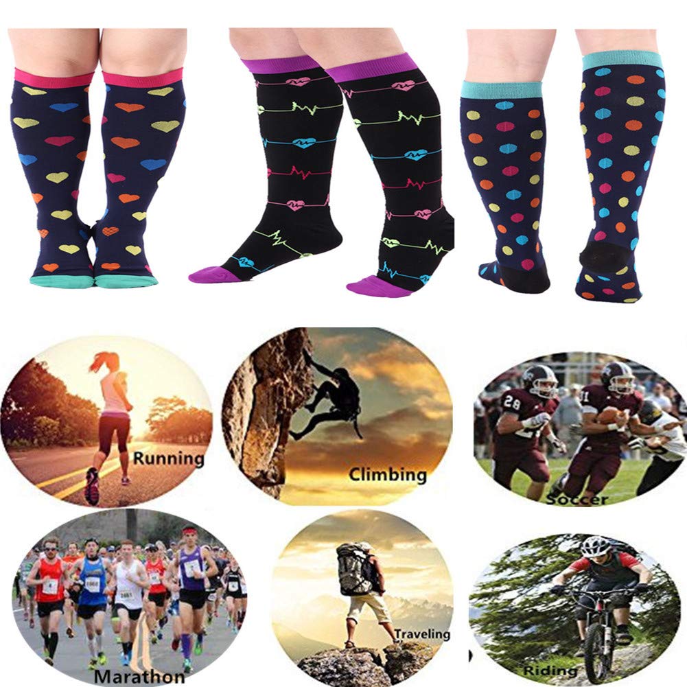 ZFiSt 3 Pairs Medical&Althetic Compression Socks for Women, 20-30 mmHg Nursing Performance Socks for Edema, Diabetic, Varicose Veins,Shin Splints,Running Marathon (Style1, S/M)