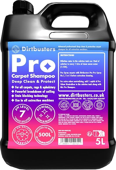 Dirtbusters Pro Carpet Cleaner Shampoo 5L Deep Clean & Stain Protection