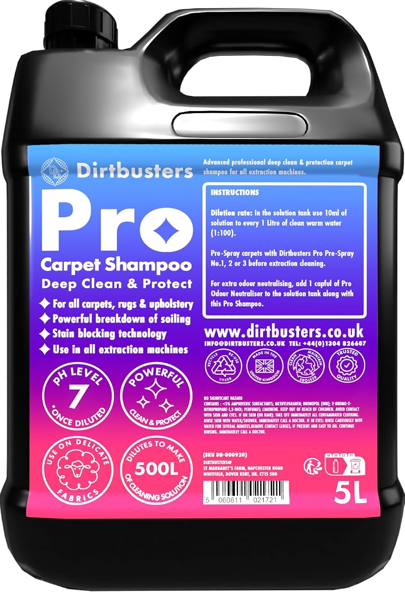 Dirtbusters Pro Carpet Cleaner Shampoo 5L Deep Clean & Stain Protection