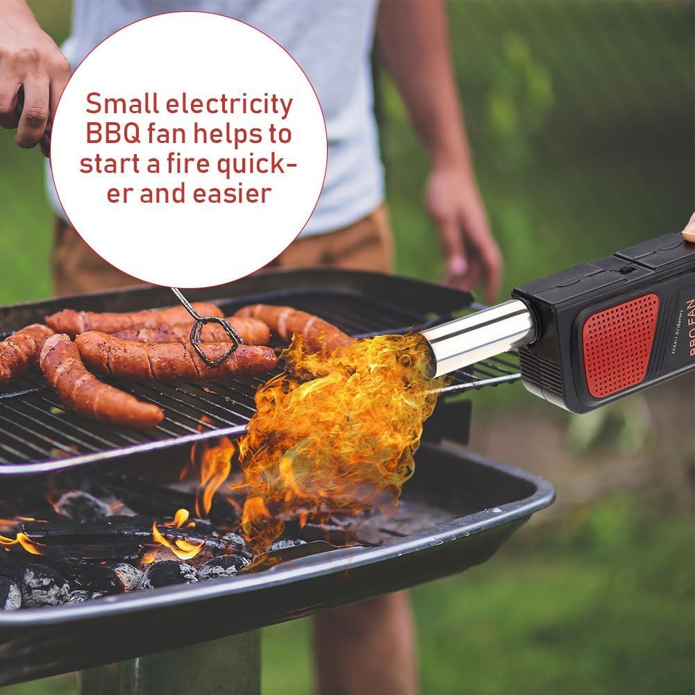 Portable BBQ Handle Electric Blower, Handheld Outdoor Camping Picnic BBQ Cooking Tool Blower, Black, Kompakt - Image 4