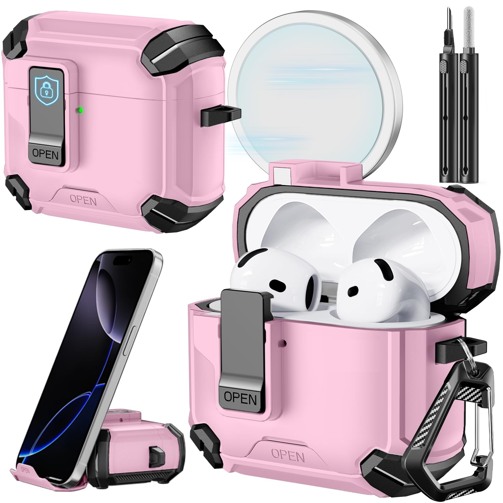 Photo 1 of Inesore Compatible with AirPods 4th Case with Phone Stand & Cleaning Kit,Compatible with Magsafe,Magnetic Automatic Lock for Airpods 4 with Active Noise Cancellation Charging Cover (2024)