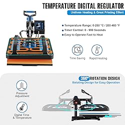 Leomru 15x15 Heat Press Machine, 8 in 1 Heat Press