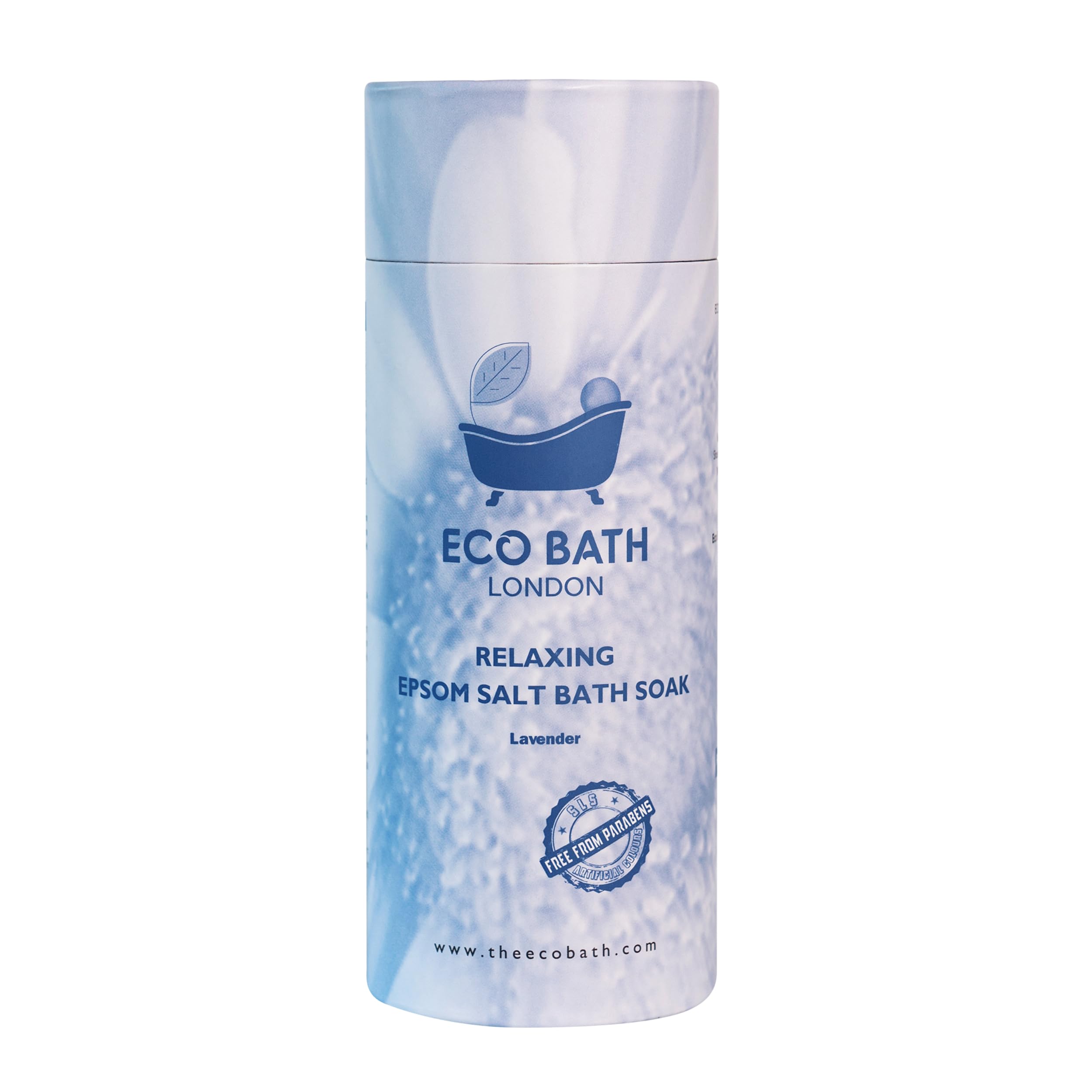 Eco Bath London Relaxing Lavender Epsom Salt Bath Soak - Tube 1kg, Magnesium Bath Salt Infused with Lavender Essential Oil, Epsom Bath Salts for Relaxation