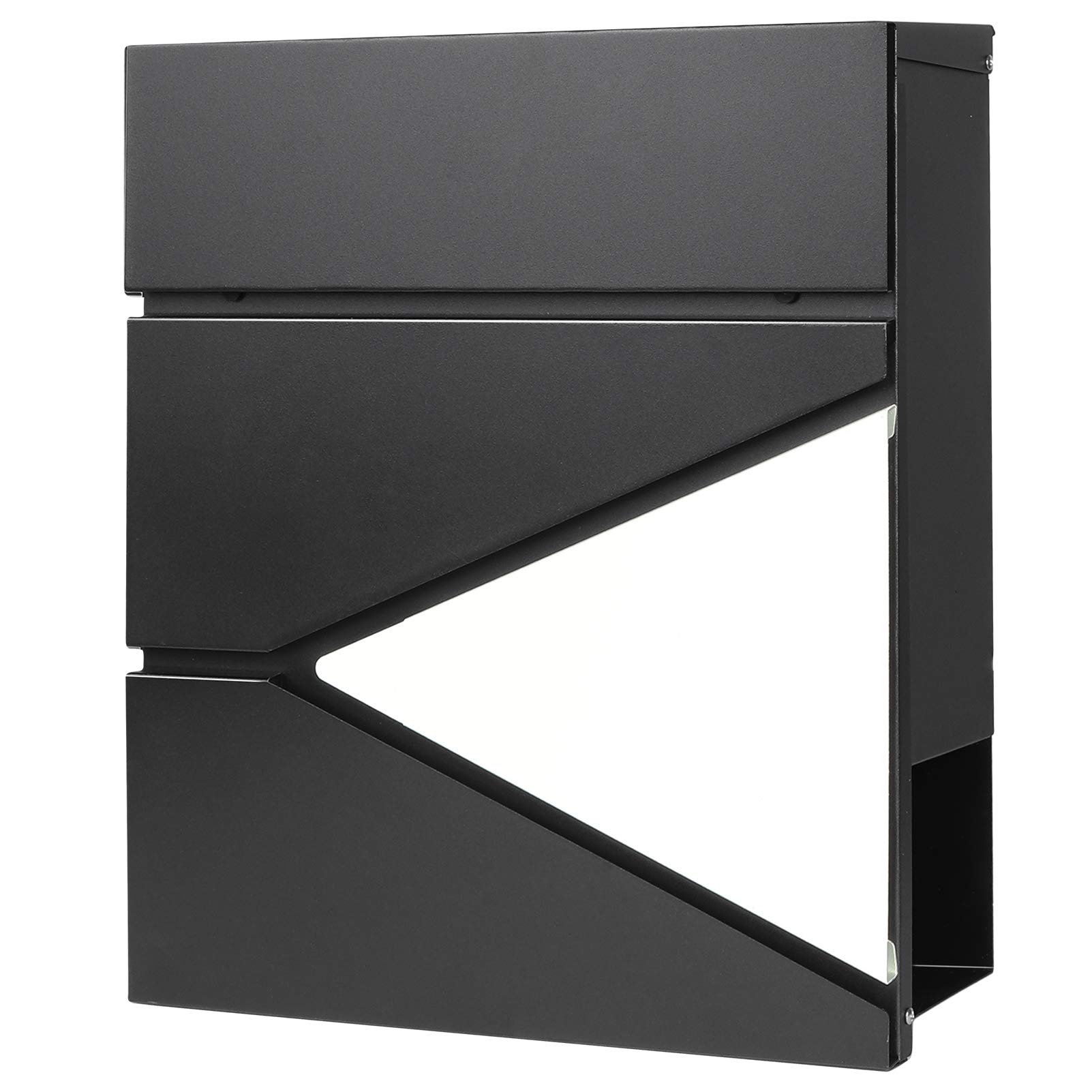 Parrency Metal Wall Mounted Letterboxes with Key Lock, Large Mail Box with Newspaper Compartment, White, 13" x 14 2/5" x 4 1/5"