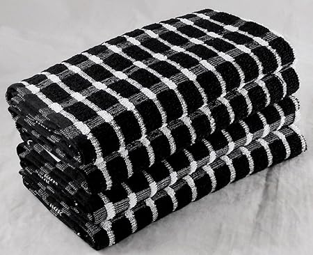 The House Of Emily Pack Of 4 Extra Large Black Tea Towels 100