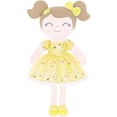 Gloveleya Baby Girl Gift Soft First Baby Doll Plush Doll Floral Yellow