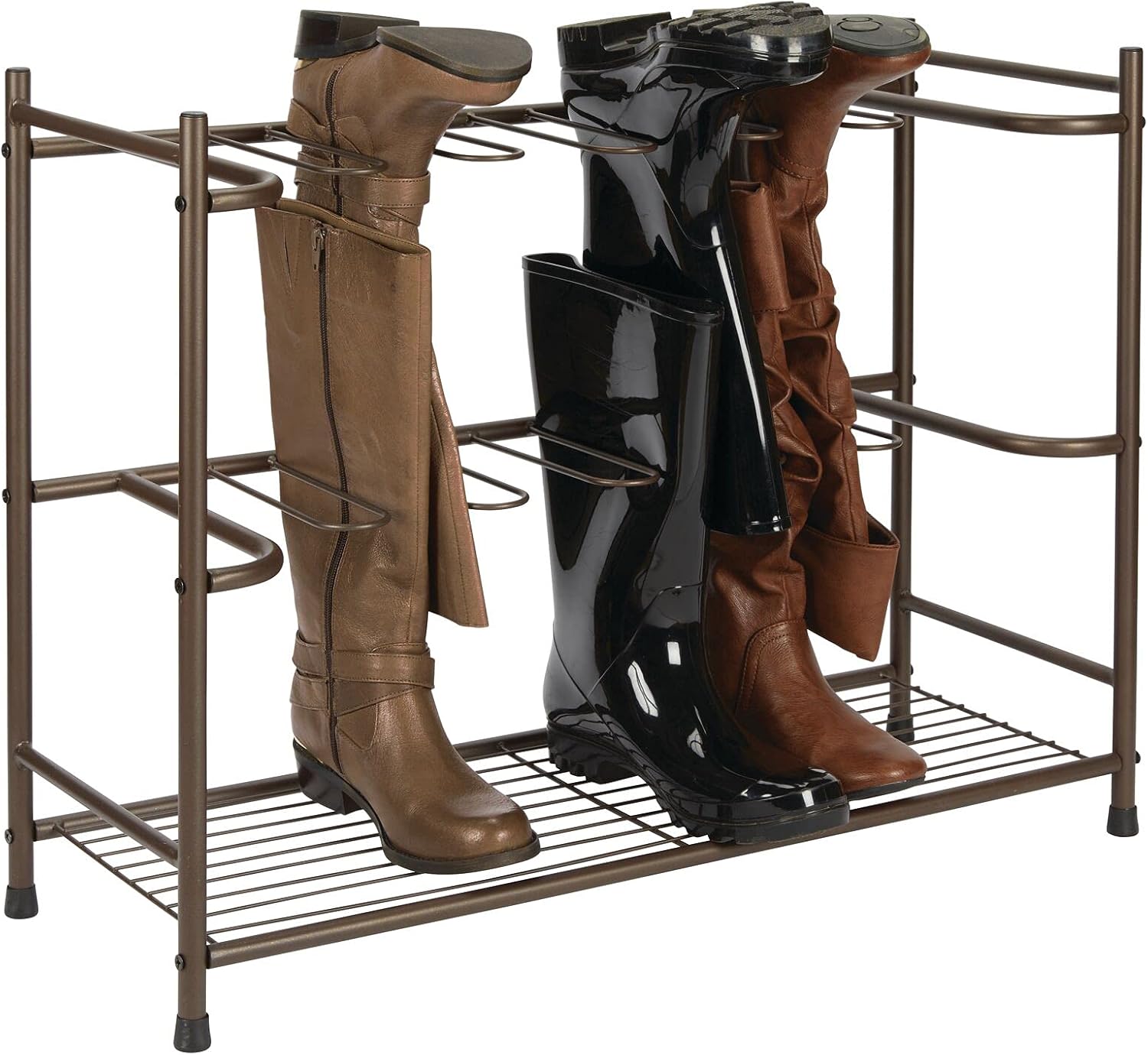 mDesign Metal Shoe Rack, Hanging Shoe and Boot Storage, Space-Saving Shoe Rack for 6 works of Shoes, Rain Boots, Riding etc